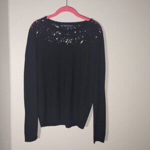 Brooks Brothers NWT Women's Black Sweater Lace & Sequin Yoke Size XL